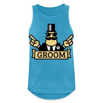 Pointing Groom (Stag Night / Bachelor Party / 3C) - Men's Breathable Tank Top - sapphire blue - Front - Nick (188cm)