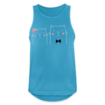 Katze Katzenpaar Hochzeit Geschenk Verlobung Liebe - Männer Tank Top atmungsaktiv - Saphirblau - Vorne - Nick (188cm)