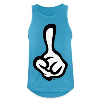 Erhobener Zeigefinger (Finger / Linke Hand / 2C) - Männer Tank Top atmungsaktiv - Saphirblau - Vorne - Nick (188cm)