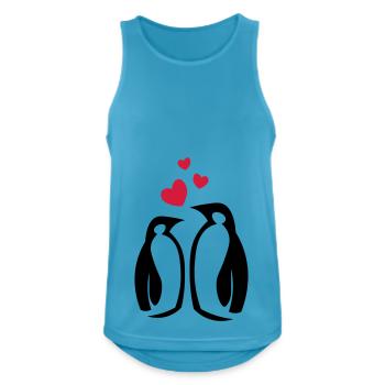 Amoureux des pingouins - amoureux - coeurs - amour - Débardeur respirant Homme - bleu saphir - Devant - Nick (188cm)