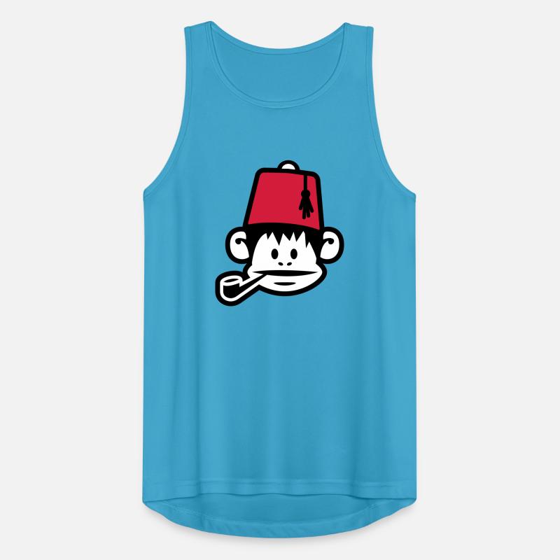 monkey fez ape primat affe pipe smoker Männer Tank Top atmungsaktiv