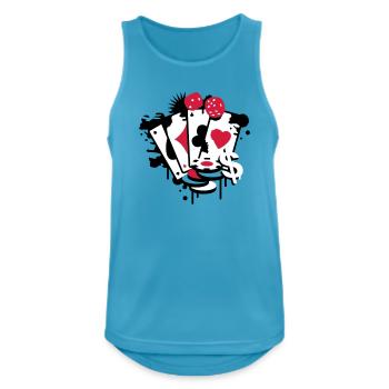 Spielkarten Herz, Pik, Karo, Kreuz mit Würfel - Männer Tank Top atmungsaktiv - Saphirblau - Vorne - Nick (188cm)
