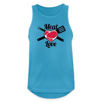 Meat Love | Fleisch Herz | Heart - Men's Breathable Tank Top - sapphire blue - Front - Nick (188cm)