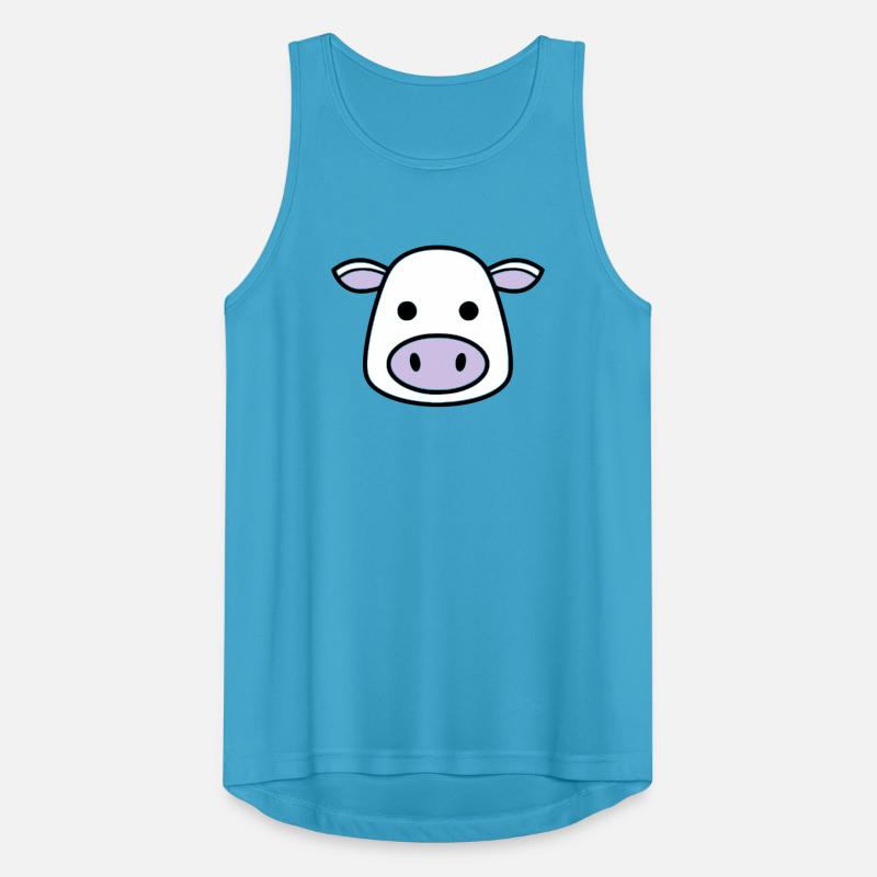 Cute Cow Head Face Comic Vector Men's Breathable Tank Top