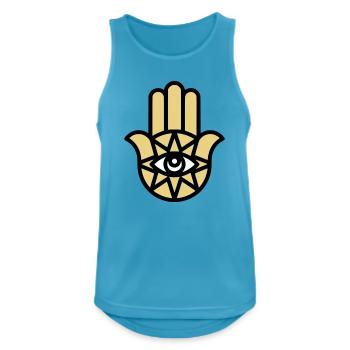 Hamsa Main de Fatima - Débardeur respirant Homme - bleu saphir - Devant - Nick (188cm)