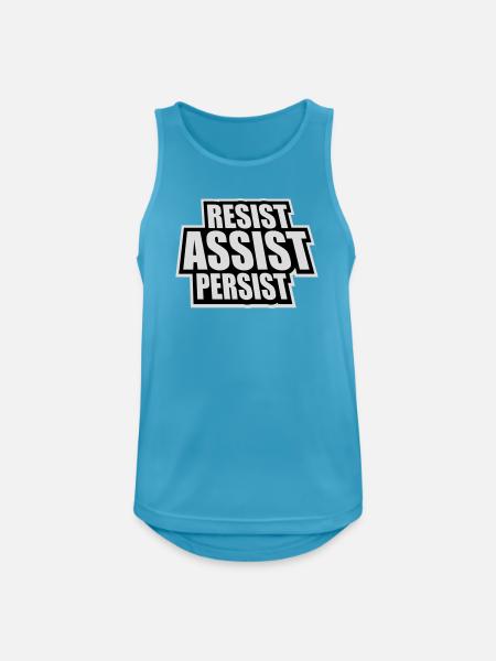 Resist Assist Persist Activism Motivation Logo - Men's Breathable Tank Top - sapphire blue