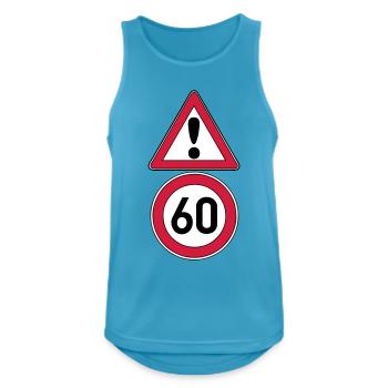 60th birthday, attention 60 ... + - Men's Breathable Tank Top - sapphire blue - Front - Nick (188cm)
