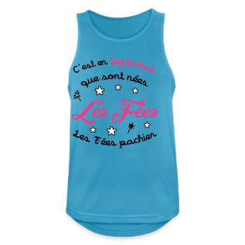 Cadeau naissance bébé fille Septembre Fées Humour - Débardeur respirant Homme - bleu saphir - Devant - Nick (188cm)