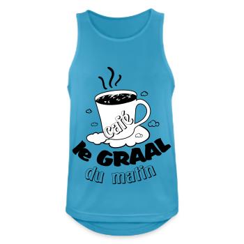Café le graal du matin ! Humour accro au café - Débardeur respirant Homme - bleu saphir - Devant - Nick (188cm)