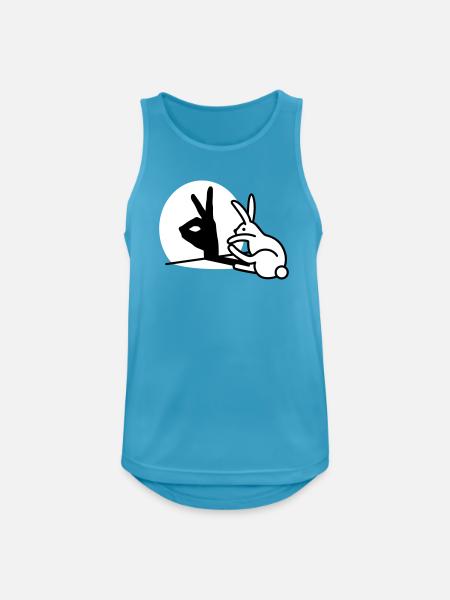 Lustige Kaninchen Hand Schatten Projektion Hase - Männer Tank Top atmungsaktiv - Saphirblau