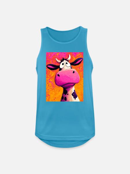 Kuh - Männer Tank Top atmungsaktiv - Saphirblau