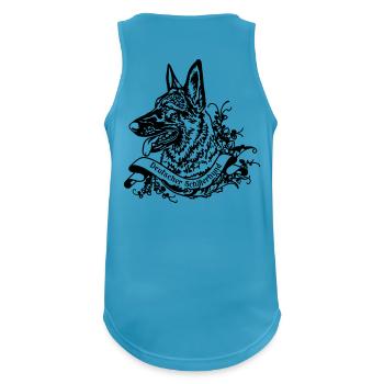 Grey Shepherd on Retro Banner No. 4 - Men's Breathable Tank Top - sapphire blue - Back - Nick (188cm)