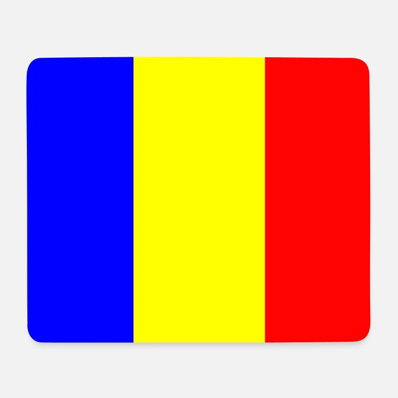 Flag Romania with color bar design - Mouse Pad (horizontal) - white