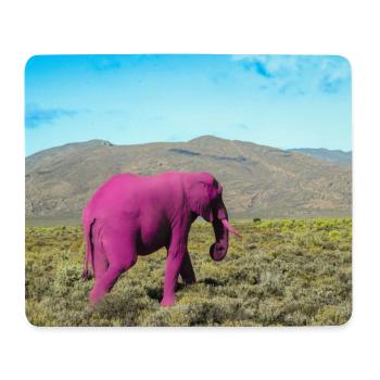 Rosa Elefant in der verlassenen Savanne - Mousepad (Querformat) - Weiß - Vorne