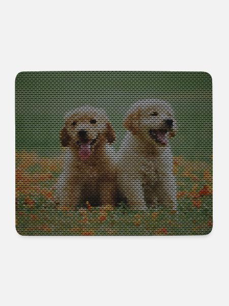 Zwei Labrador Retriever Welpen mit Dreickmuster - Mousepad (Querformat) - Weiß