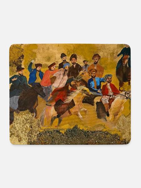 Buzkashi - Das traditionelle Reiterspiel - Mousepad (Querformat) - Weiß