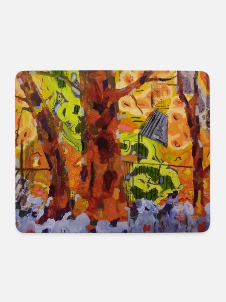 Autumn park in abstraction of colors - Mouse Pad (horizontal) - white