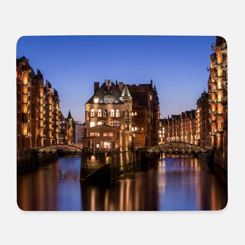 Wasserschloss Speicherstadt Hambourg - Tapis de souris (format paysage) - blanc