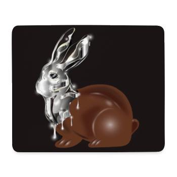Schokoladen Osterhase im hochglänzenden Chrom Look - Mousepad (Querformat) - Weiß - Vorne