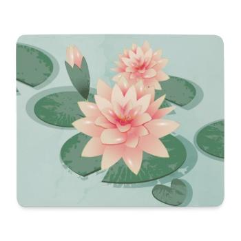 Seerosenblüten mit Knospe im Seerosenteich - Mousepad (Querformat) - Weiß - Vorne