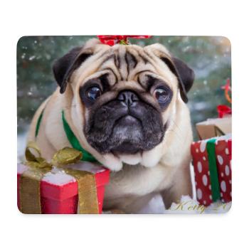 Cute Christmas Pug with Gifts - Mouse Pad (horizontal) - white - Front