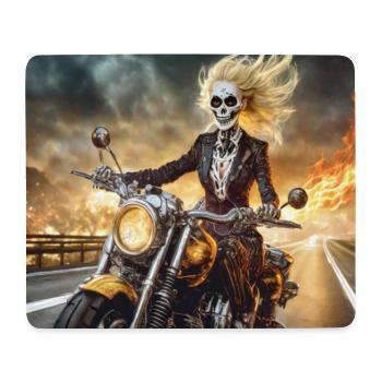 Skeleton on motorcycle in flame sky - Mouse Pad (horizontal) - white - Front