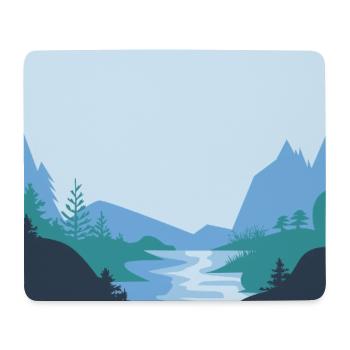 Minimalistische Landschaft mit Fluss und Bergen - Mousepad (Querformat) - Weiß - Vorne