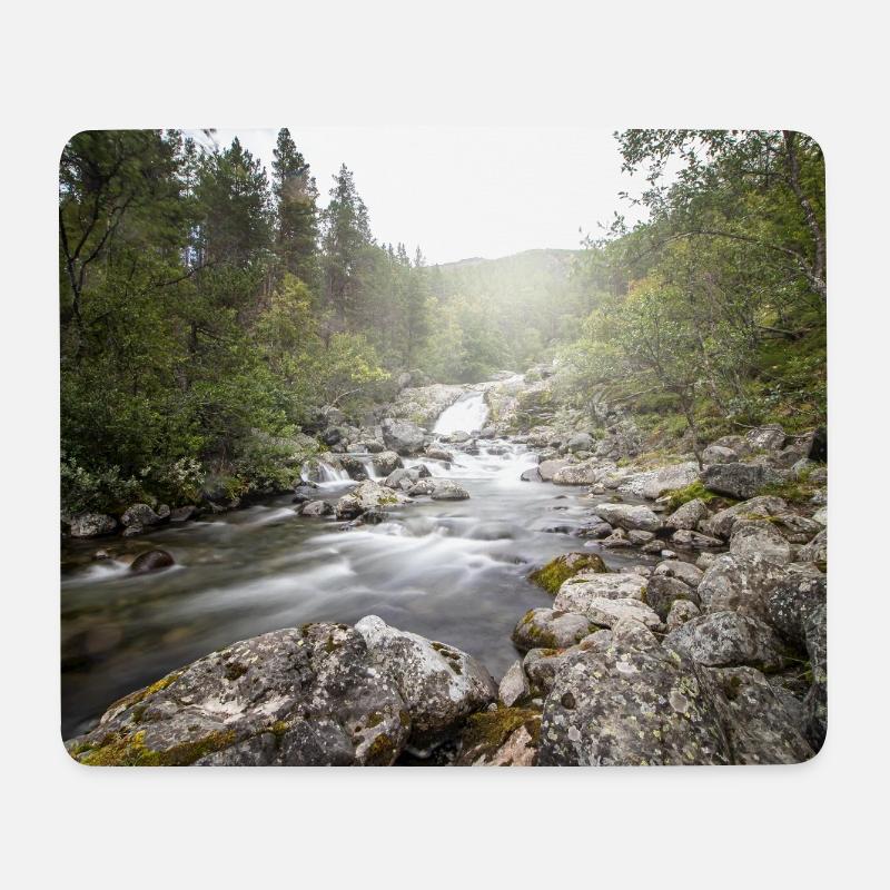 Flusslandschaft im Waldwald - Mousepad (Querformat) - Weiß