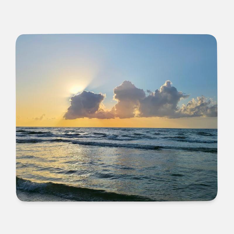 Sonnenuntergang über dem Meer mit Wolken - Mousepad (Querformat) - Weiß
