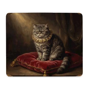 Royal Cat Pose in Baroque Frame - Mouse Pad (horizontal) - white - Front