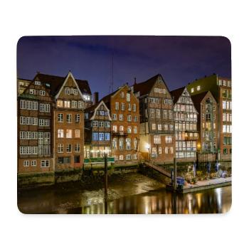 Night view of the dike road on the Nikolaifleet - Mouse Pad (horizontal) - white - Front