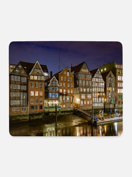 Night view of the dike road on the Nikolaifleet - Mouse Pad (horizontal) - white