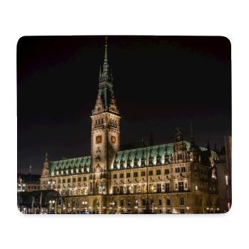 Hôtel de ville de Hambourg la nuit - Affiche - Tapis de souris (format paysage) - blanc - Devant