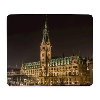 L’hôtel de ville de Hambourg illuminé la nuit - Tapis de souris (format paysage) - blanc - Devant