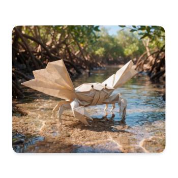 Origami paper crab in a natural mangrove forest ri - Mousepad (Querformat) - Weiß - Vorne