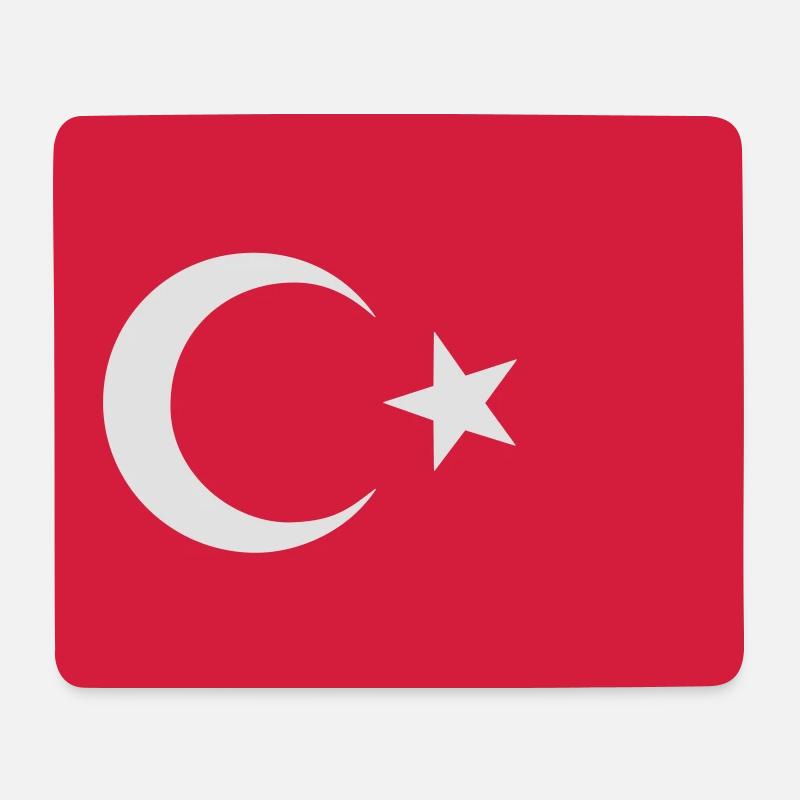 Türkische Flagge - Mousepad (Querformat) - Weiß