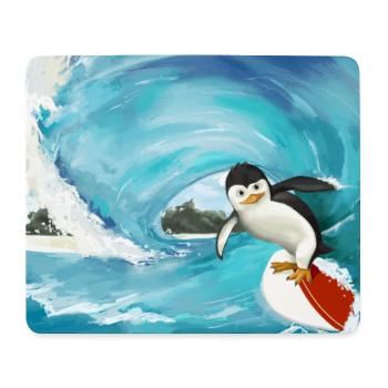 Surfender Pinguin Poster - Mousepad (Querformat) - Weiß - Vorne