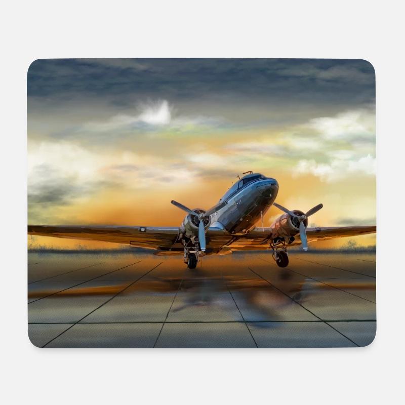 DC-3 - Tapis de souris (format paysage) - blanc