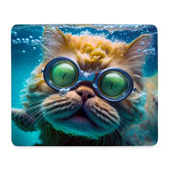 Hector die Schwimmkatze mit Taucherbrille - Mousepad (Querformat) - Weiß - Vorne