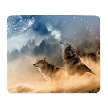 Wölfe heulen den Mond an / Schöne Wölfe - Mousepad (Querformat) - Weiß - Vorne