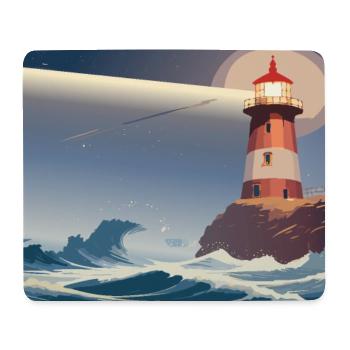 Leuchtturm bei Nacht - Mousepad (Querformat) - Weiß - Vorne