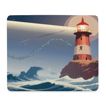 Leuchtturm bei Nacht - Mousepad (Querformat) - Weiß - Vorne