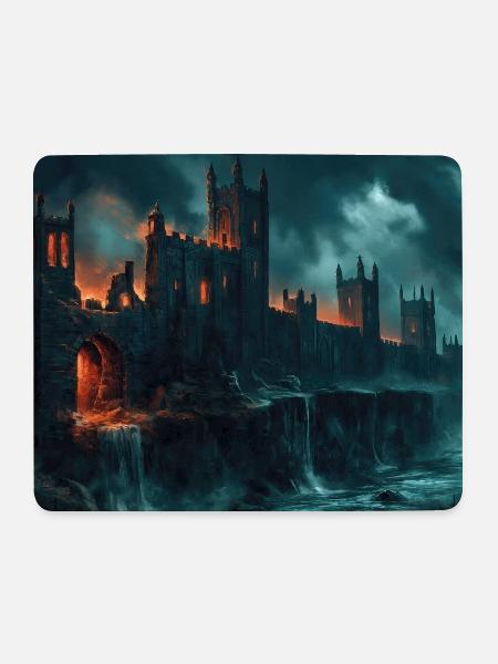 Poster Illustration Mittelalterliche Landschaft in Ruinen - Mousepad (Querformat) - Weiß