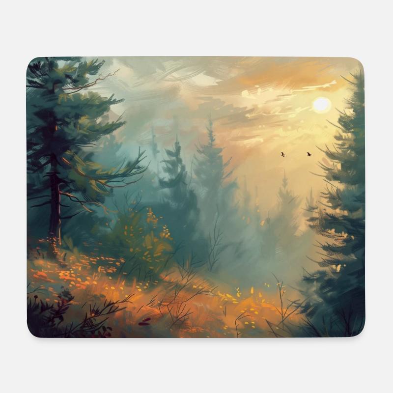 Forest Landscape Illustration Poster - Mouse Pad (horizontal) - white