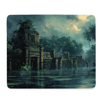 Poster Illustration Paysage jungle en ruine - Tapis de souris (format paysage) - blanc - Devant