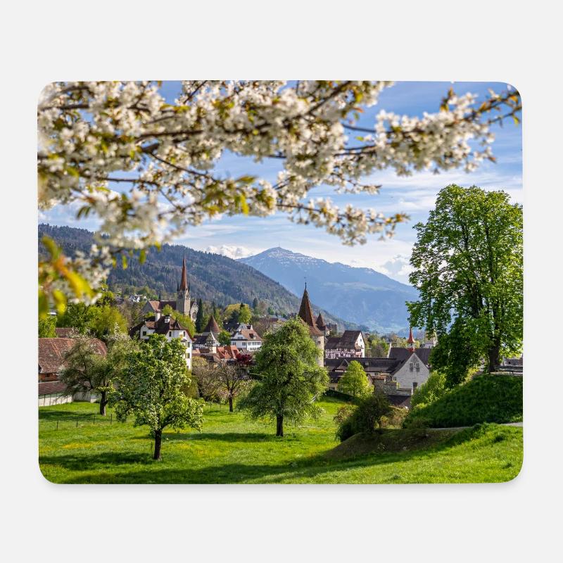 Frühlingszauber in Zug - Mousepad (Querformat) - Weiß