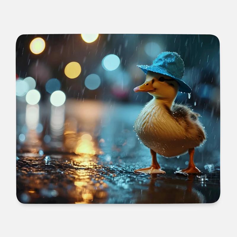 Ente im Regen - Mousepad (Querformat) - Weiß