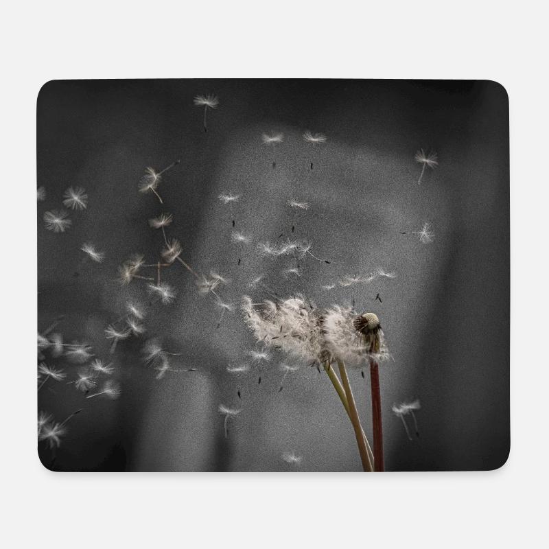 Löwenzahn, der im Wind weht - Mousepad (Querformat) - Weiß
