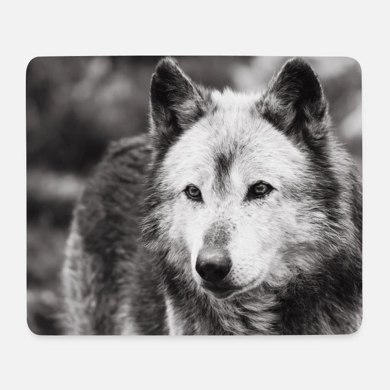 Lone Wolf Black and White - Mousepad (Querformat) - Weiß