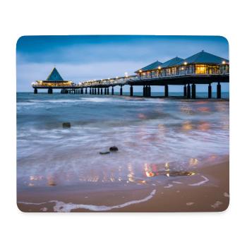 Heringsdorf pier with lights - Mouse Pad (horizontal) - white - Front